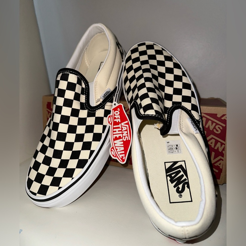 Black and White Vans Checkerboard Slip-ons